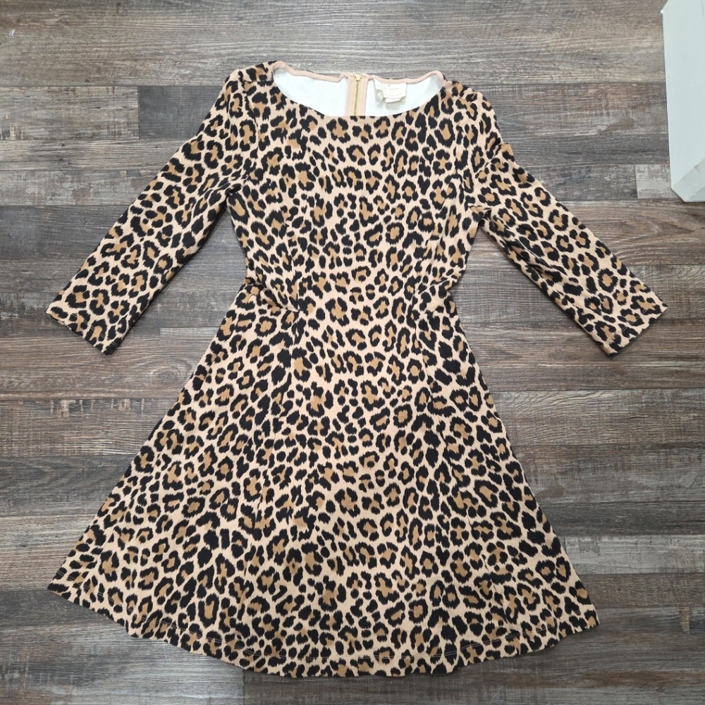 Kate Spade Womens Leopard Ponte Dress Size 4 Beige Black Multi Run Wild $248